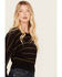 Image #2 - Shyanne Women's Lurex Striped Dolman Sweater, Black, hi-res