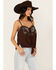 Image #2 - Shyanne Women's Embroidered Tie Front Tank, Dark Brown, hi-res