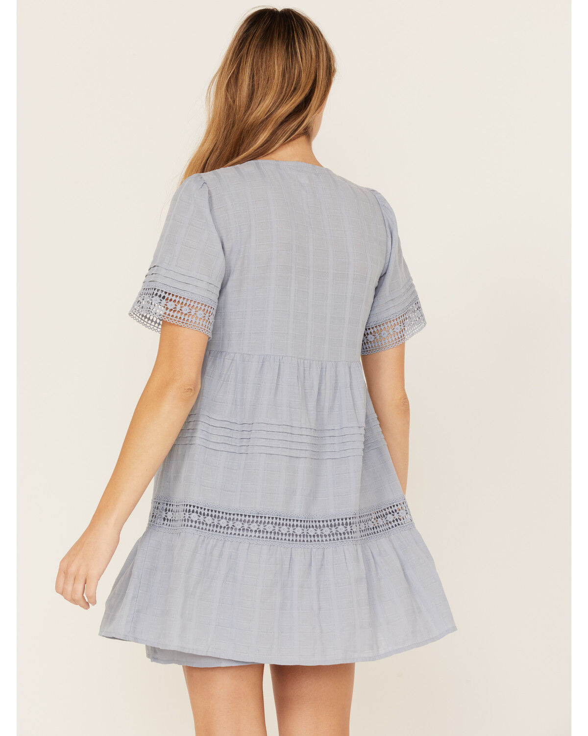 Image #4 - Jolt Women's Crochet Trim Tassel Short Sleeve Mini Dress, , hi-res