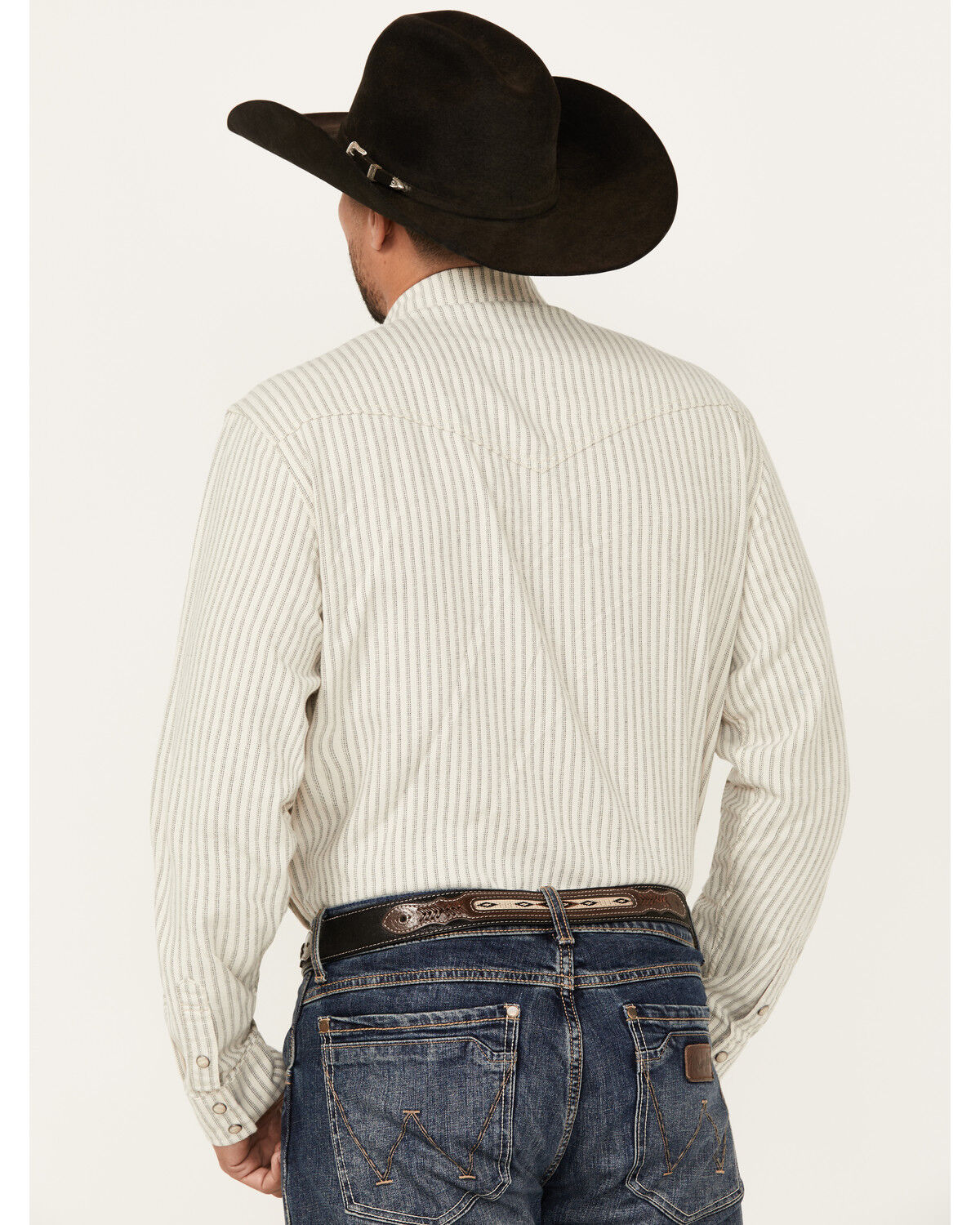 Image #4 - Blue Ranchwear Men's Boone Striped Long Sleeve Snap Western Shirt, Tan, hi-res