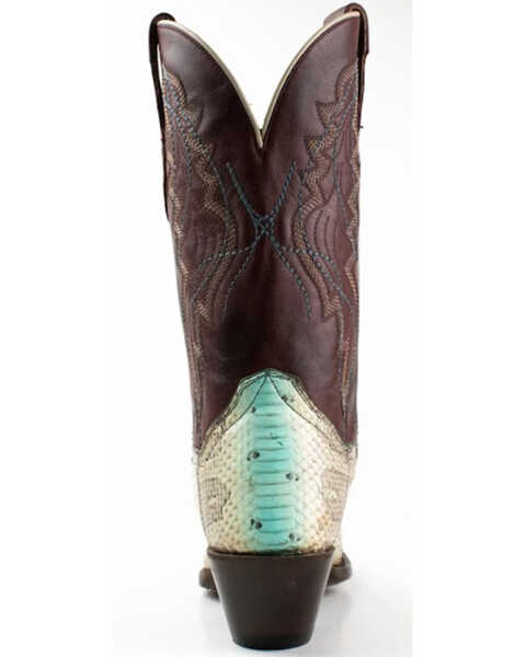Image #5 - Dan Post Women's Watersnake Western Boots - Snip Toe, Green/silver, hi-res