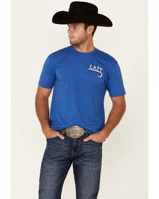 Lazy J Ranch Men's Royal Blue Fire Logo Short Sleeve T-Shirt , Blue, hi-res