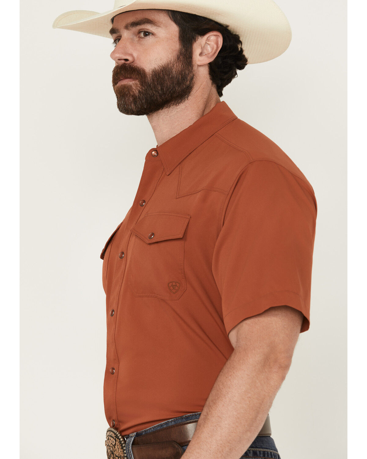 Image #2 - Ariat Men's VentTek Solid Short Sleeve Snap Performance Western Shirt - Tall, , hi-res