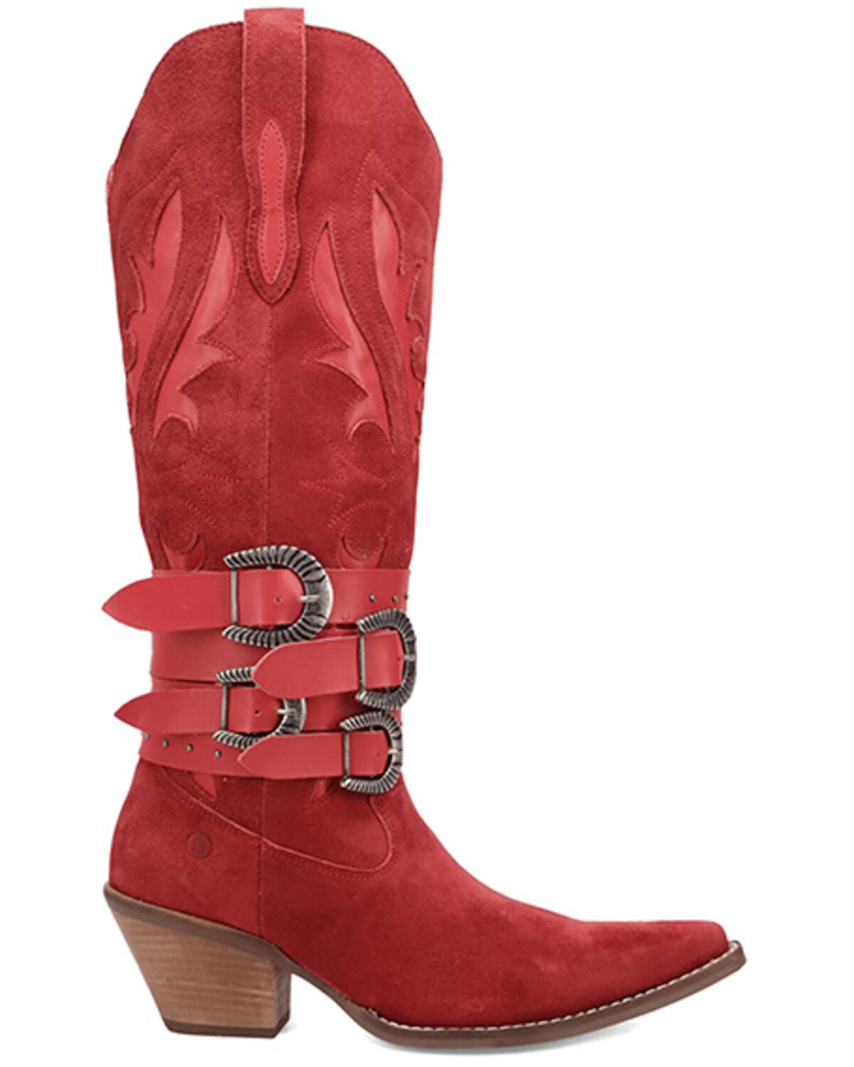 Image #2 - Dingo Women's Buck Wild Suede Tall Western Boots - Round Toe, Red, hi-res