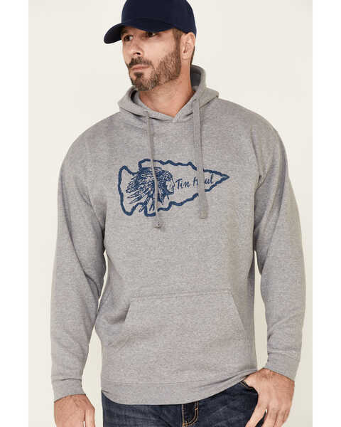 Image #1 - Tin Haul Men's Gray Native Arrowhead Graphic Hooded Sweatshirt , Grey, hi-res