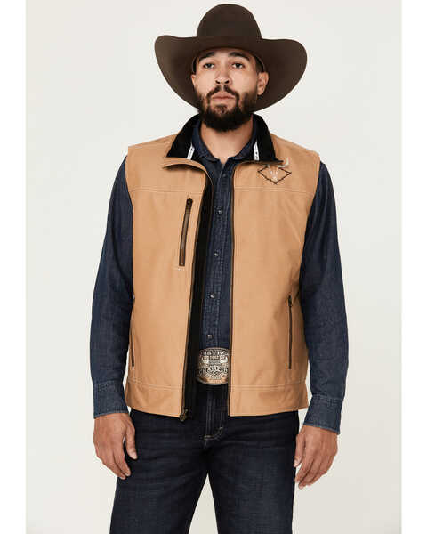 Cowboy Hardware Men's Buckskin Woodsman Tech Vest , Tan, hi-res