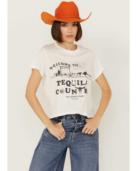 Image #1 - The Laundry Room Women's Tequila Country Short Sleeve Graphic T-Shirt, White, hi-res