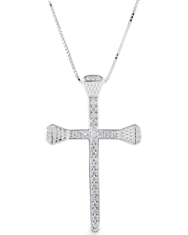  Kelly Herd Women's Pave Horseshoe Nail Cross Necklace , Silver, hi-res