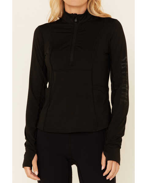 Image #3 - Shyanne Women's 1/2 Zip Logo Sleeve Relaxed Pullover , Black, hi-res