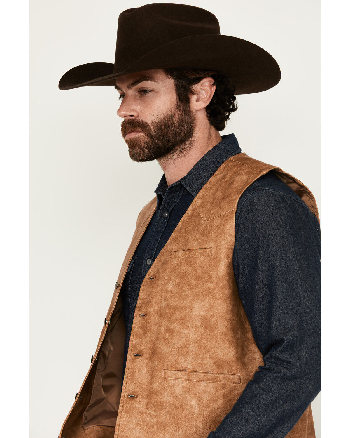 Image #2 - Cody James Men's Palomino Faux Leather Vest, Tan, hi-res