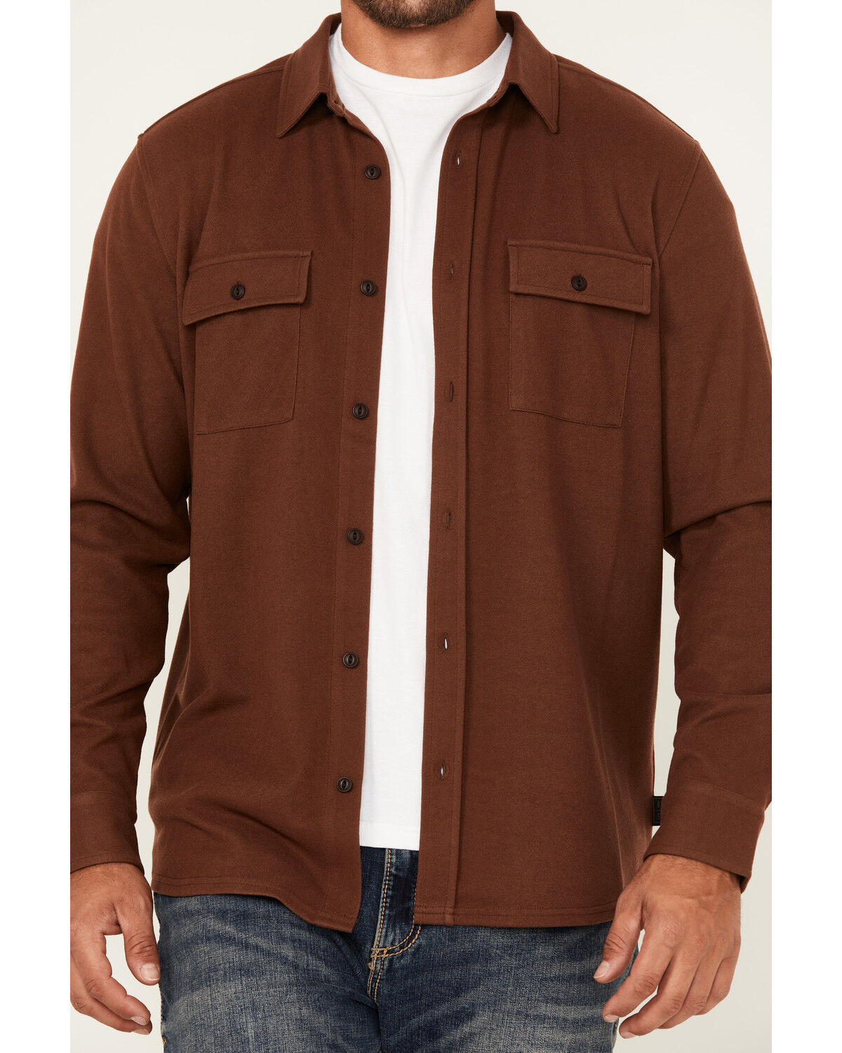 Image #3 - Brothers and Sons Men's Kelcy Herringbone Long Sleeve Button-Down Western Shirt, Burgundy, hi-res