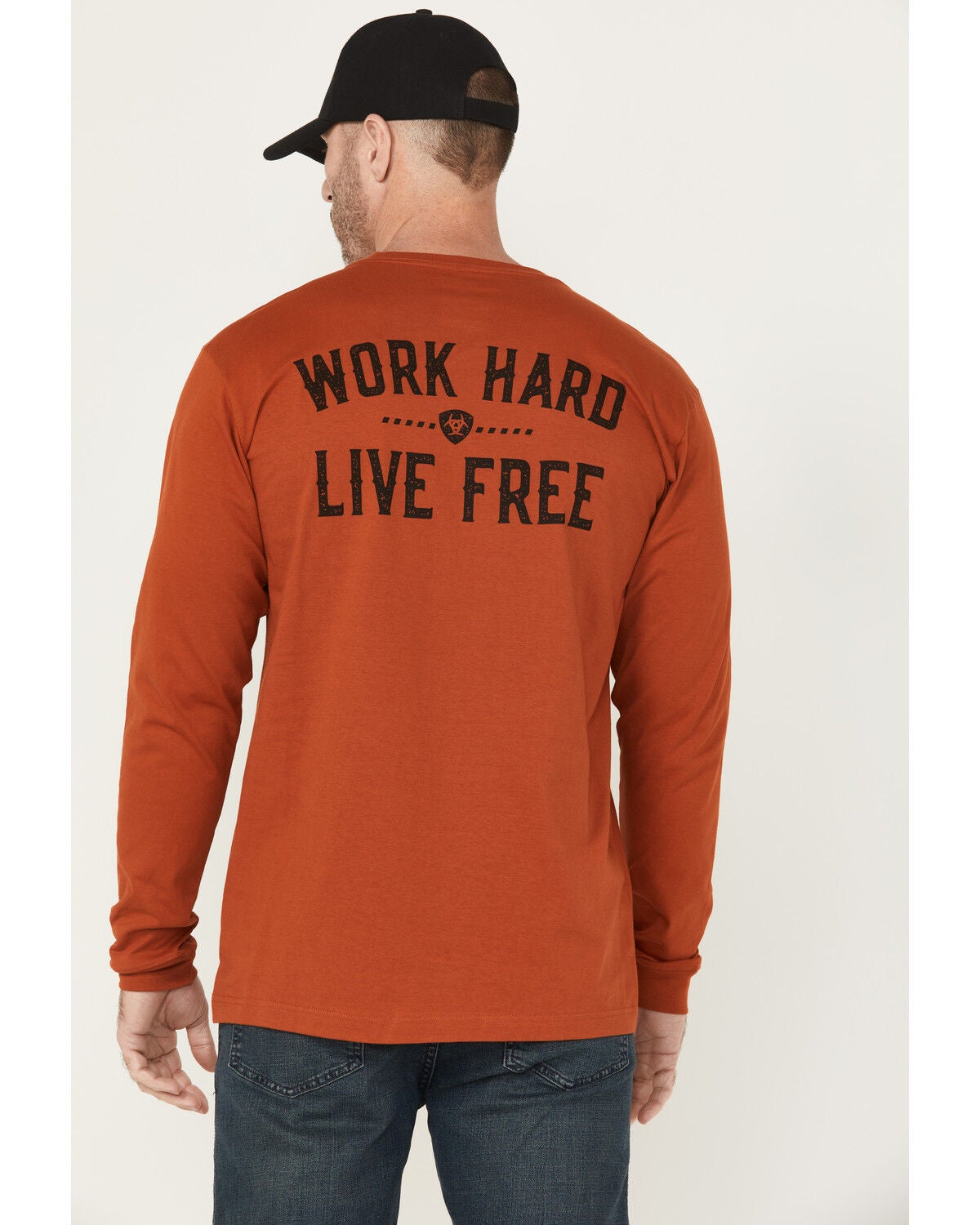 Ariat Men's Rebar Cotton Strung Long Sleeve Work Shirt, Brown, hi-res