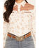 Image #3 - Ely Walker Women's Boot Barn Exclusive Western Conversational Print Long Sleeve Pearl Snap Cropped Western Shirt, Ivory, hi-res