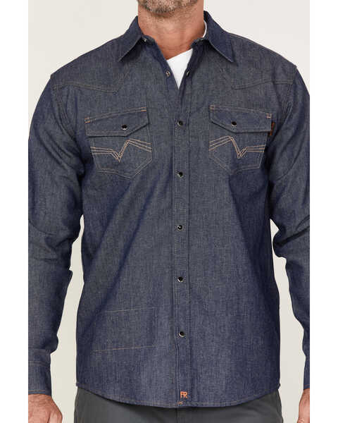 Image #3 - Cody James Men's FR Denim Mount Vernon Long Sleeve Snap Work Shirt , Indigo, hi-res
