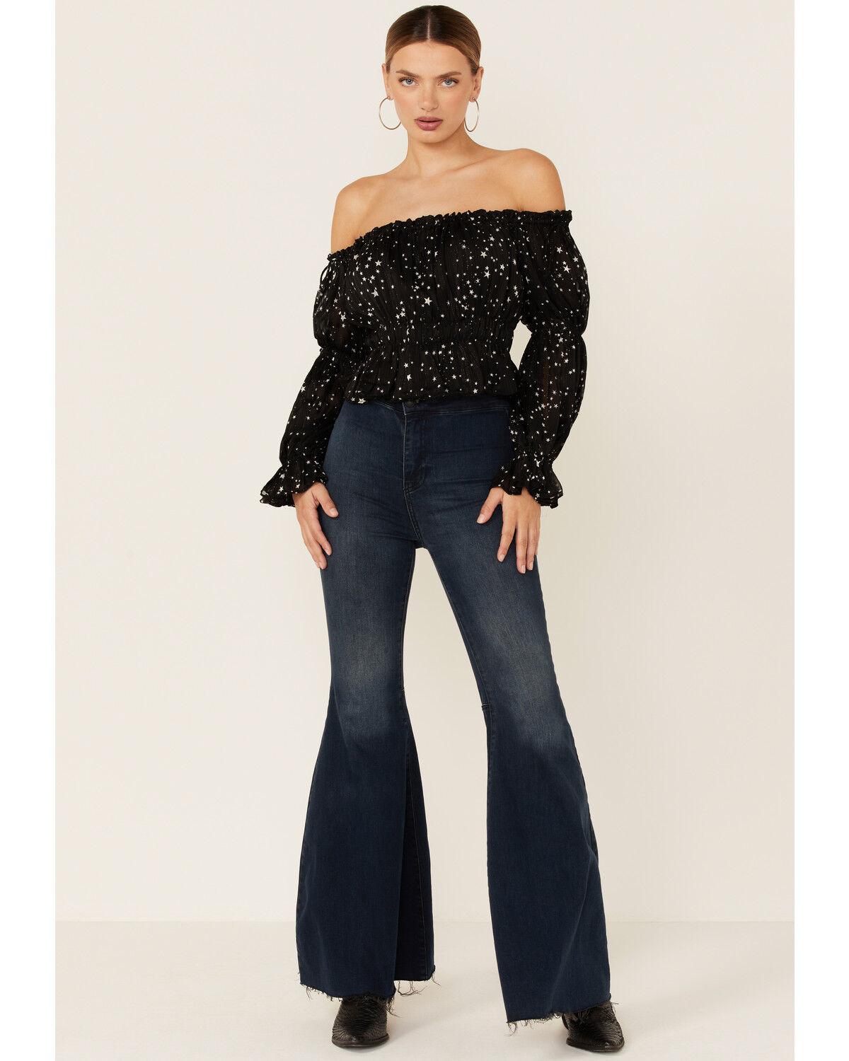 Image #4 - Lush Women's Star Print Top, Black, hi-res