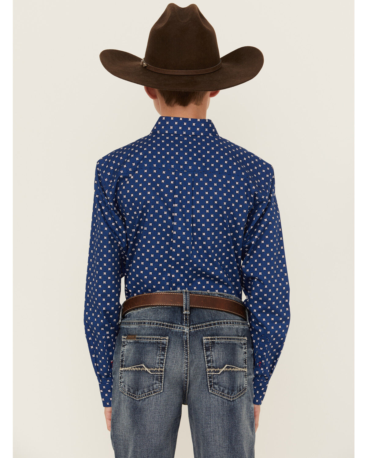 Image #4 - Cinch Boys' Geo Print Long Sleeve Button-Down Western Shirt, Royal Blue, hi-res