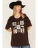 Image #1 - Ariat Women's Checkered Boyfriend Fit Short Sleeve Graphic Tee, Brown, hi-res
