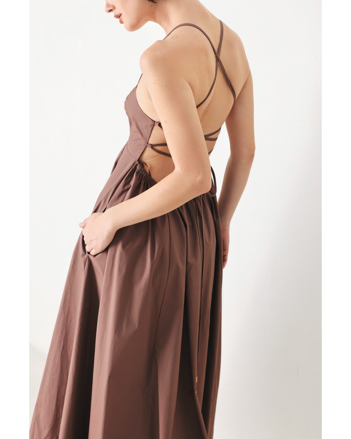 Image #3 - Flying Tomato Women's Pure Line Woven Midi Dress, Brown, hi-res