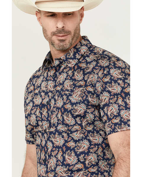 Image #2 - Cody James Men's Grand Finale Paisley Print Short Sleeve Button-Down Stretch Western Shirt - Big, Navy, hi-res