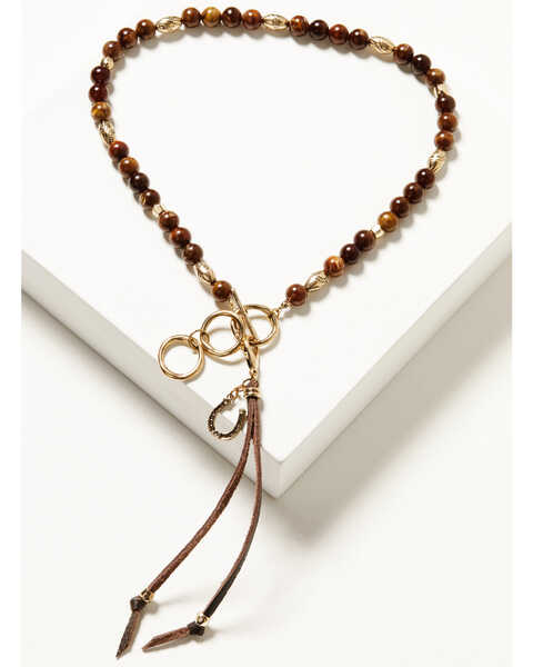 Shyanne Women's Summer Moon Antique Beaded Tassel Necklace , Brown, hi-res