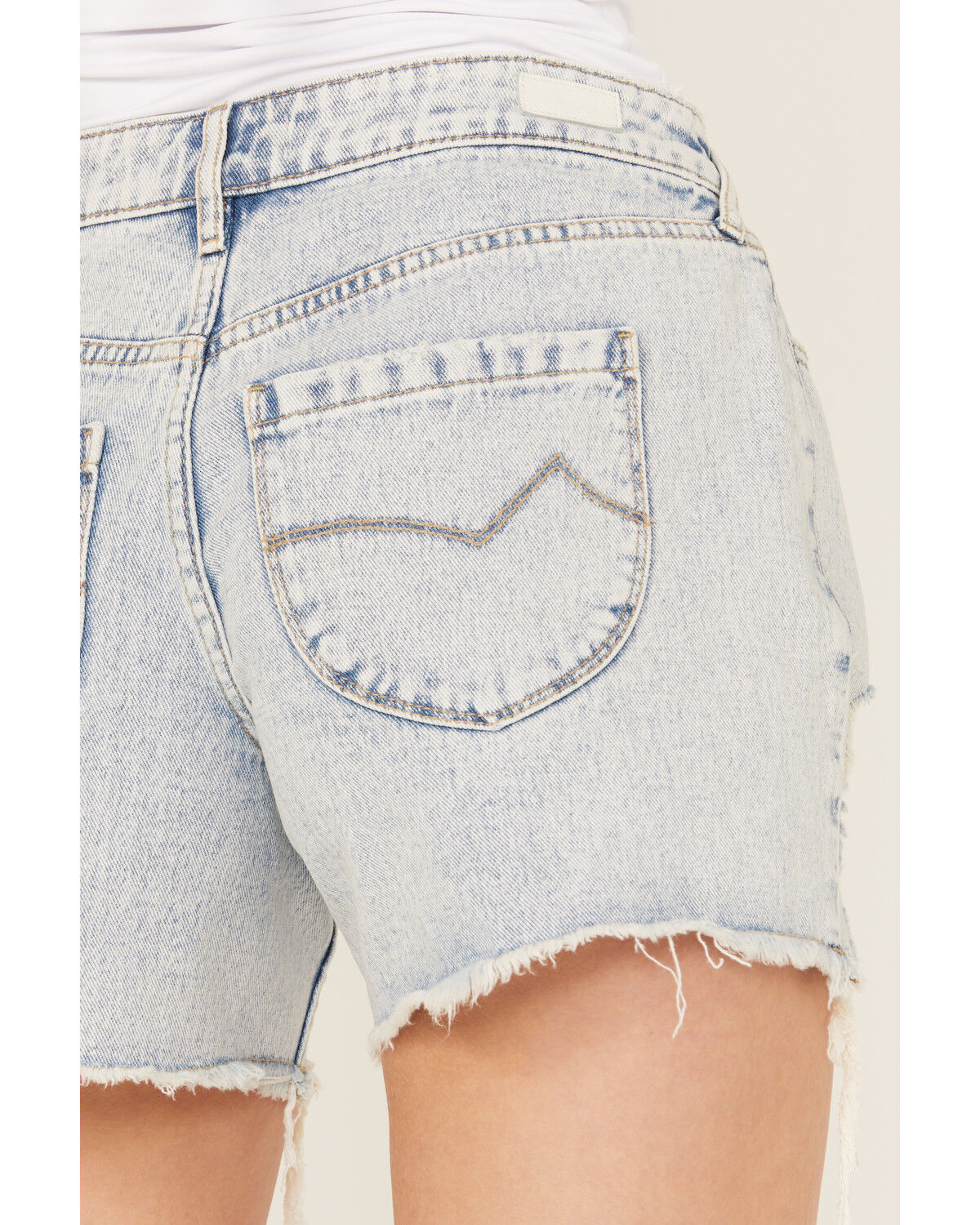 Image #4 - Cleo + Wolf Women's Light Wash Mid Rise Denim Distressed Shorts, Light Wash, hi-res
