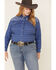 Image #1 - Rough Stock by Panhandle Women's Carrigan Plaid Print Long Sleeve Western Shirt - Plus, Blue, hi-res