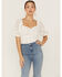 Image #1 - Flying Tomato Women's Lace Rouched Front Crop Top , , hi-res