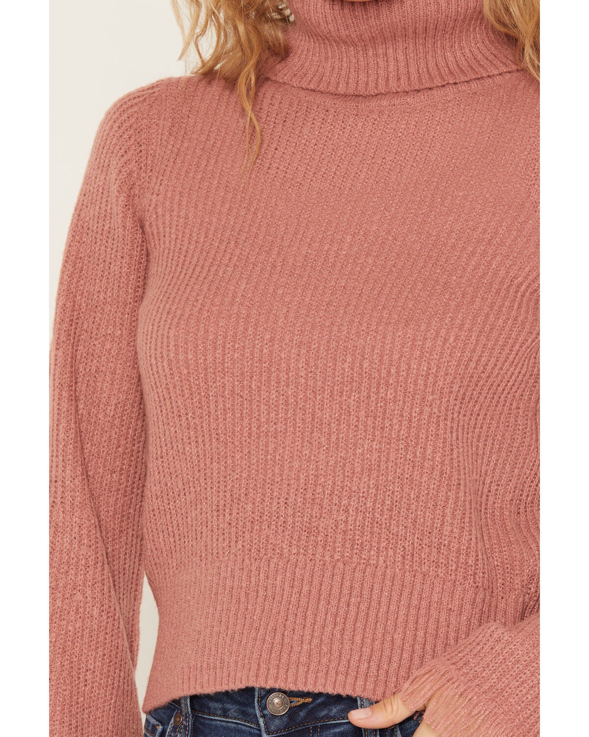 Image #3 - Shyanne Women's Solid Bell Sleeve Turtleneck Sweater, Rose, hi-res