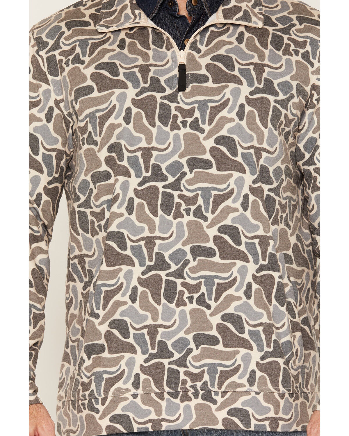 Image #3 - Rock & Roll Denim Men's Camo Print 1/4 Zip Pullover, Tan, hi-res