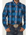 Image #3 - RANK 45® Men's Wooden Southwestern Striped Print Long Sleeve Button-Down Stretch Western Shirt, Blue, hi-res