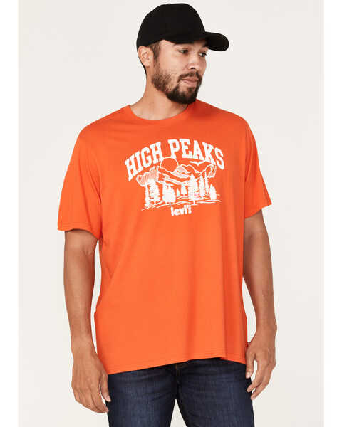 Image #1 - Levi's Men's High Peaks Logo Graphic T-Shirt, Orange, hi-res