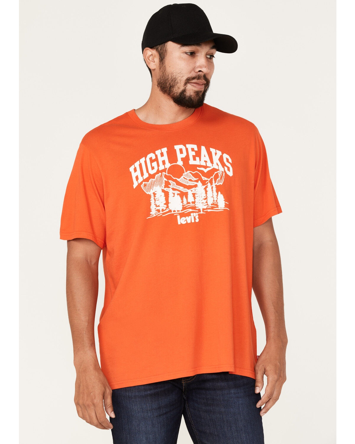 Image #1 - Levi's Men's High Peaks Logo Graphic T-Shirt, Orange, hi-res