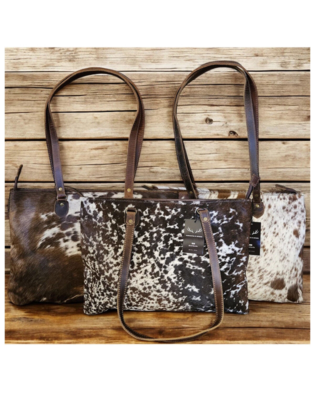 Image #3 - Ranch Junkie Women's Highlands Genuine Cowhide Large Tote, Chocolate, hi-res