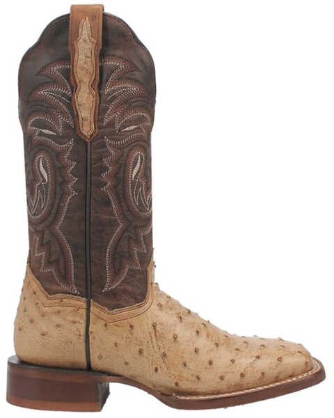 Image #2 - Dan Post Women's Exotic Full Quill Ostrich Western Boots - Broad Square Toe , Taupe, hi-res