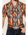 Image #3 - Rock & Roll Denim Men's Southwestern Print Short Sleeve Snap Stretch Western Shirt, Orange, hi-res