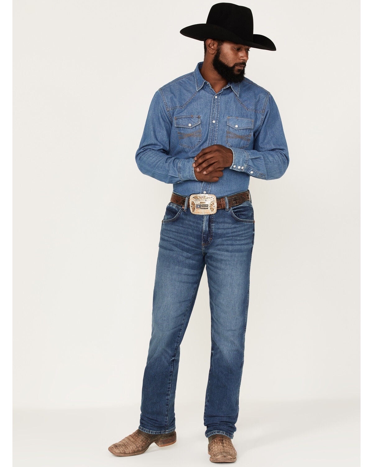 Wrangler Retro Men's Ferris Medium Wash Stretch Slim Straight Jeans, Medium Wash, hi-res