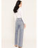 Image #3 - Cello Women's Medium Wash High Rise Rhinestone Embellished Wide Stretch Denim Jeans, Medium Wash, hi-res