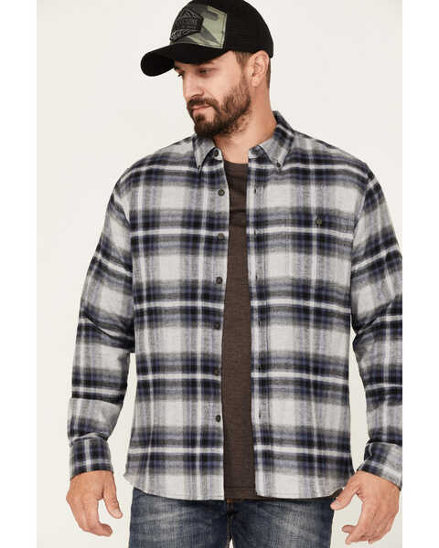 Image #1 - North River Men's Medium Plaid Print Long Sleeve Button-Down Flannel Shirt, Grey, hi-res