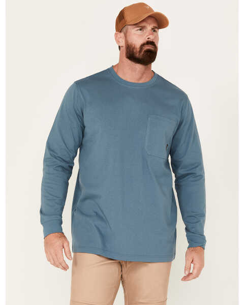 Image #1 - Hawx Men's Forge Long Sleeve Work T-Shirt, Steel Blue, hi-res