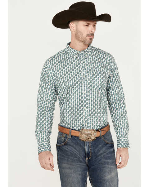 Cody James Men's Punker Paisley Print Long Sleeve Button-Down Western Shirt, Blue, hi-res