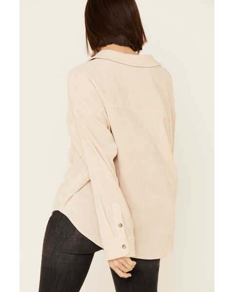 Image #4 - Wishlist Women's Solid Corduroy Oversized Long Sleeve Button-Down Shirt , Sand, hi-res