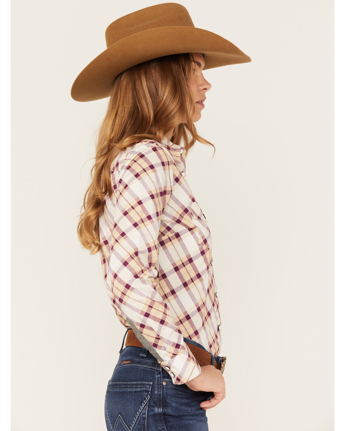 Image #2 - RANK 45® Women's Long Sleeve Heritage Riding Shirt, Lt Brown, hi-res