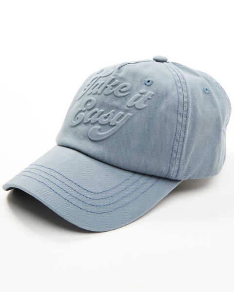 Image #1 - Cleo + Wolf Women's Take It Easy Embossed Ball Cap, Steel Blue, hi-res