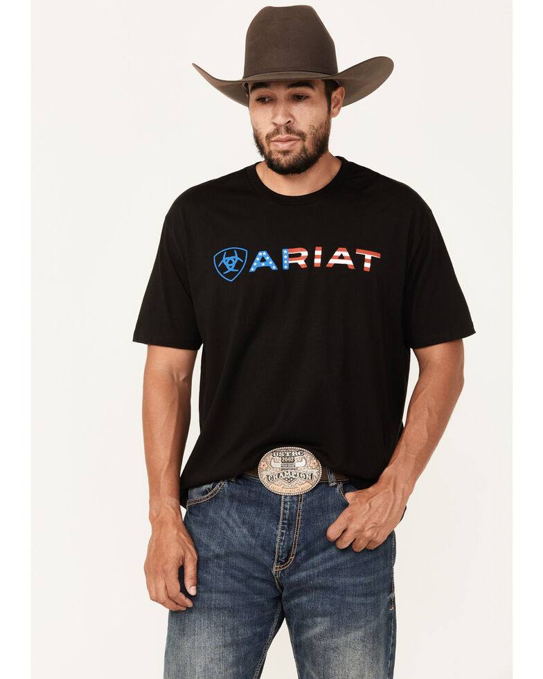 Ariat Men's Black Wordmark Graphic T-Shirt , Black, hi-res