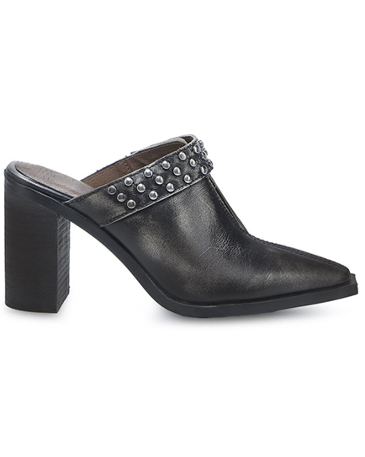 Image #2 - Circle G Women's Distressed Studded Mules, Black, hi-res