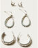 Image #2 - Shyanne Women's Horseshoe Icon and Hoop Earring Set - 6 Piece, Silver, hi-res