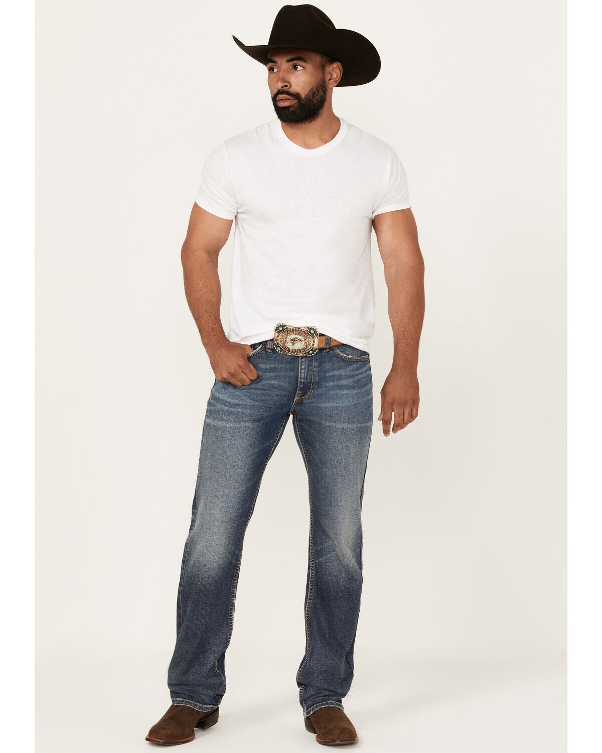 Moonshine Spirit&reg; Men's Cantina Wash Decker Slim Straight Stretch Denim Jeans, Medium Wash, hi-res
