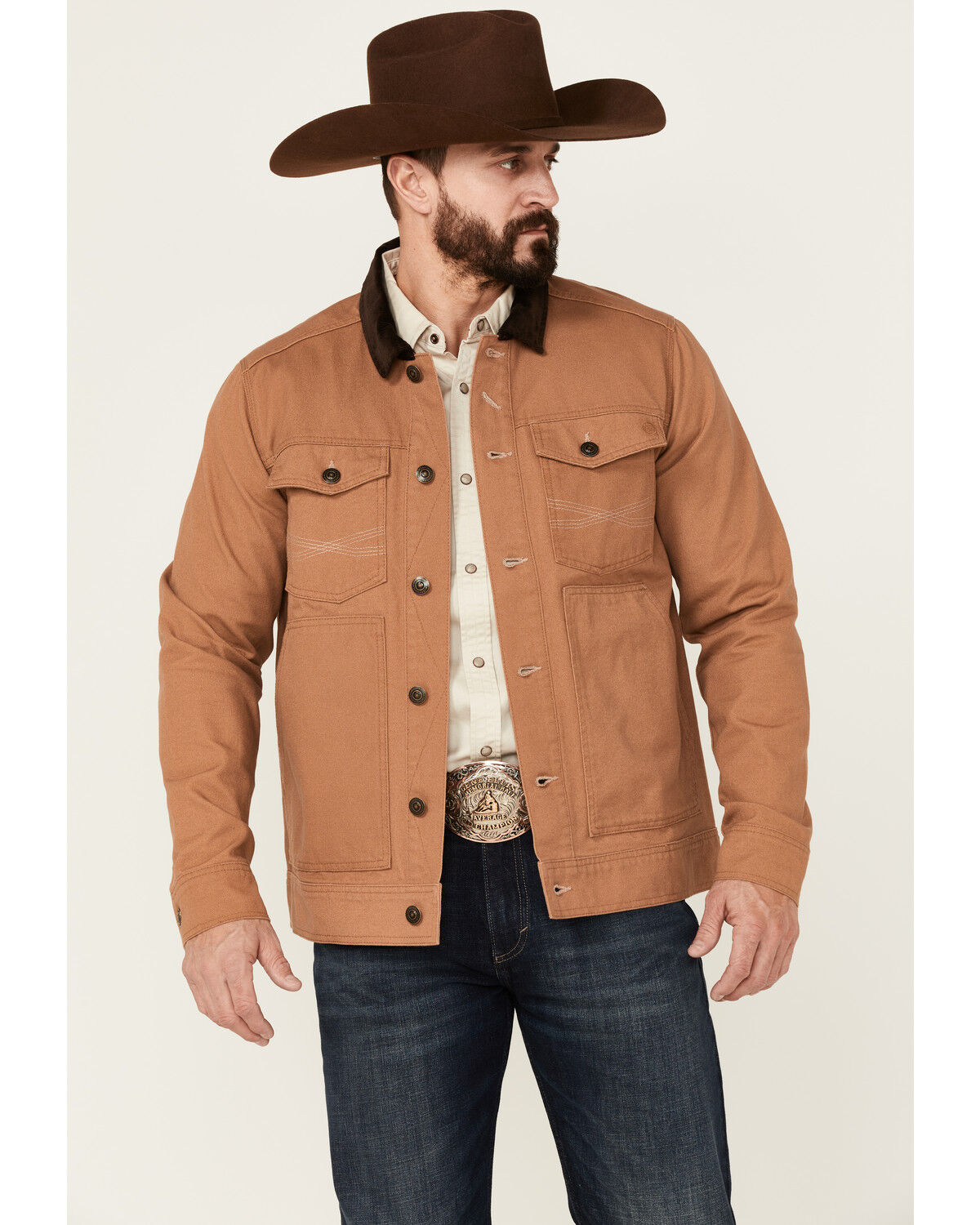 Image #2 - Blue Ranchwear Men's Copper Duck Canvas Button-Front Trucker Rust Jacket, Rust Copper, hi-res