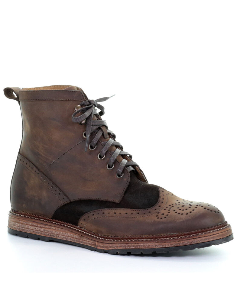Circle G Men's Lace-Up Boots - Round Toe, Chocolate, hi-res