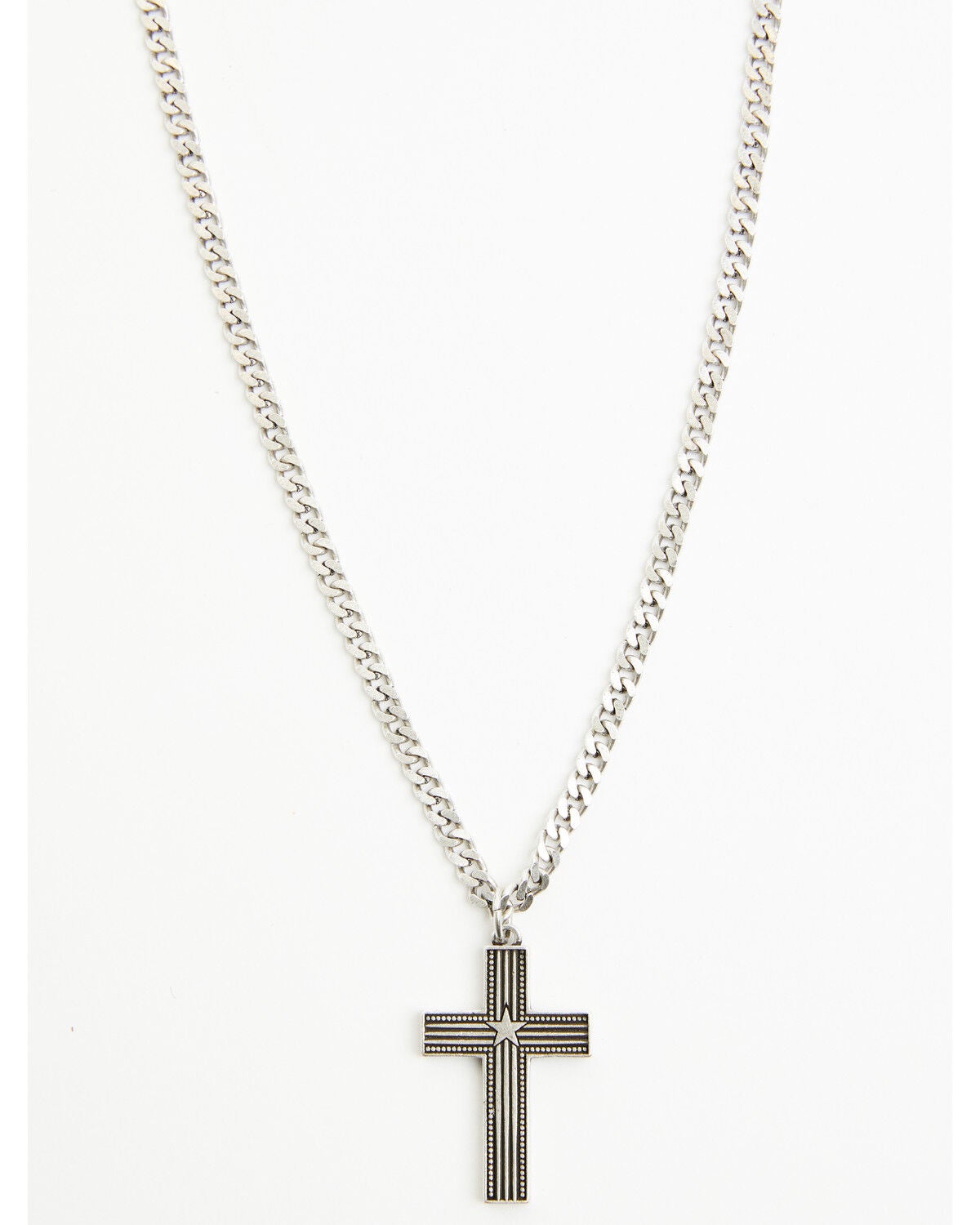 Image #1 - Cody James Men's Shiny Star Cross Necklace, Silver, hi-res